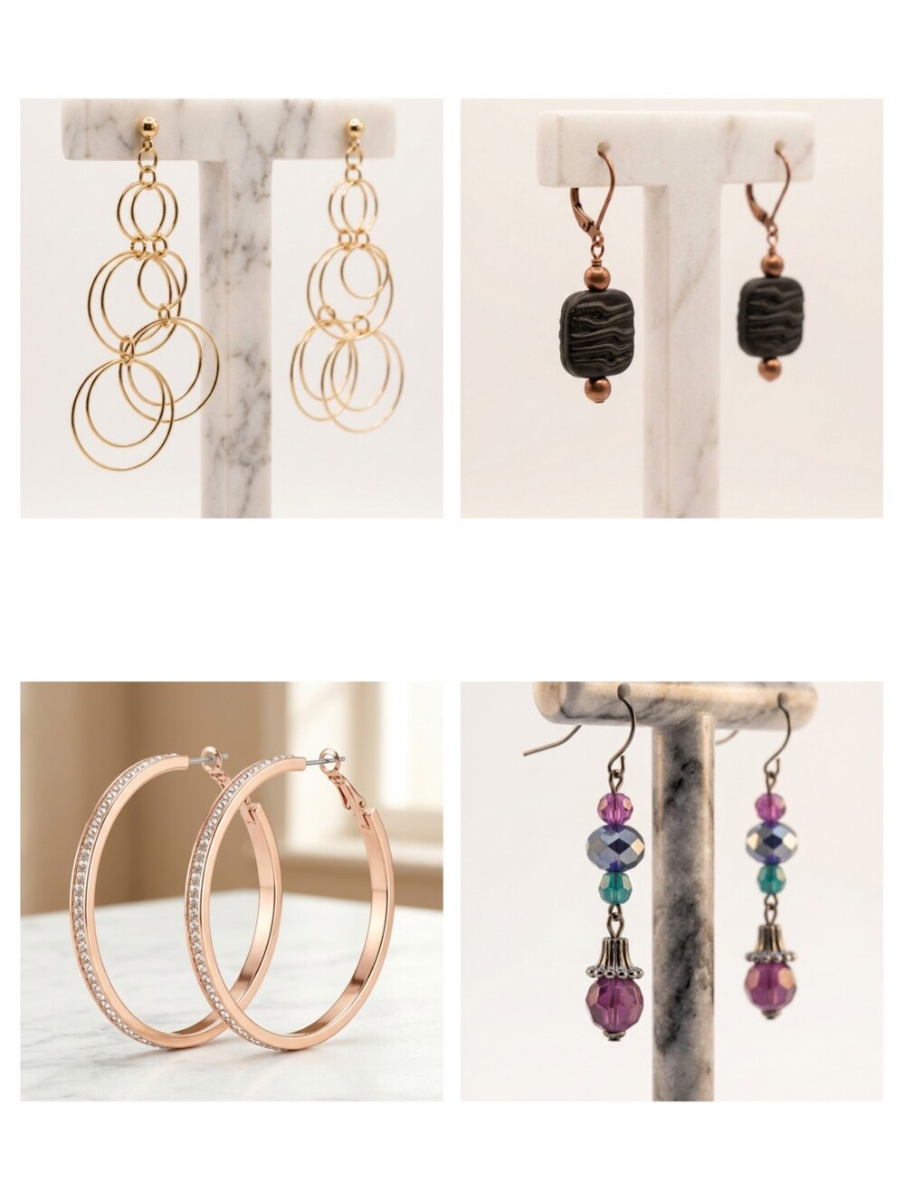 NWOT Earring Lot 4 Pairs Lane Bryant Hoops Bijoux Bar Multi Tier Geometric Drop